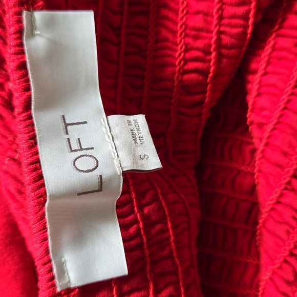 LOFT Red Smocked Bodice Tiered Maxi Tank Dress Stretchy SZ Small - Picture 3 of 4